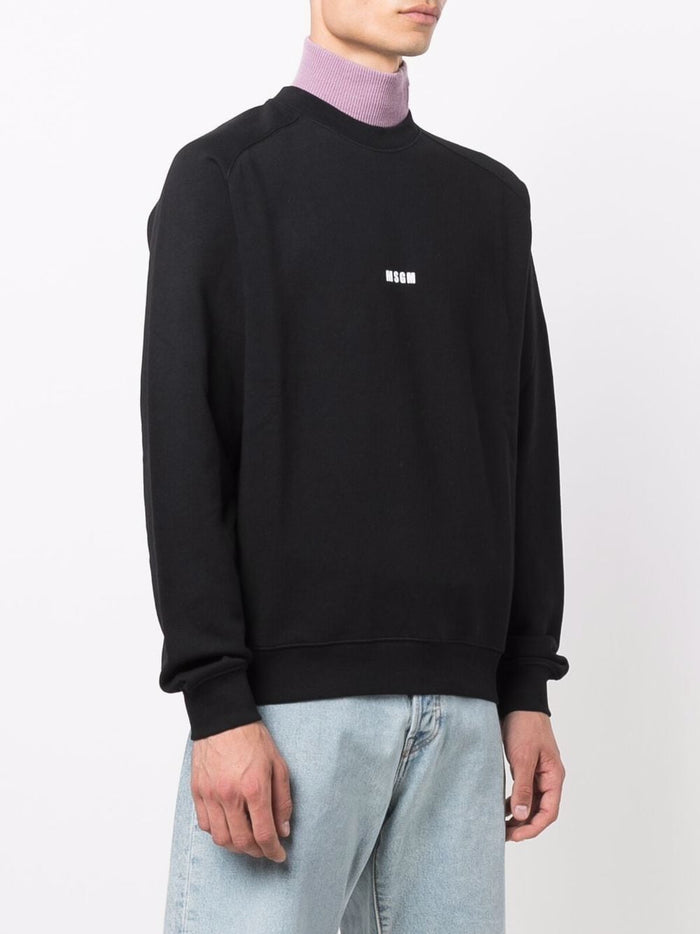 Msgm Felpa Nero Uomo Micro Logo 2