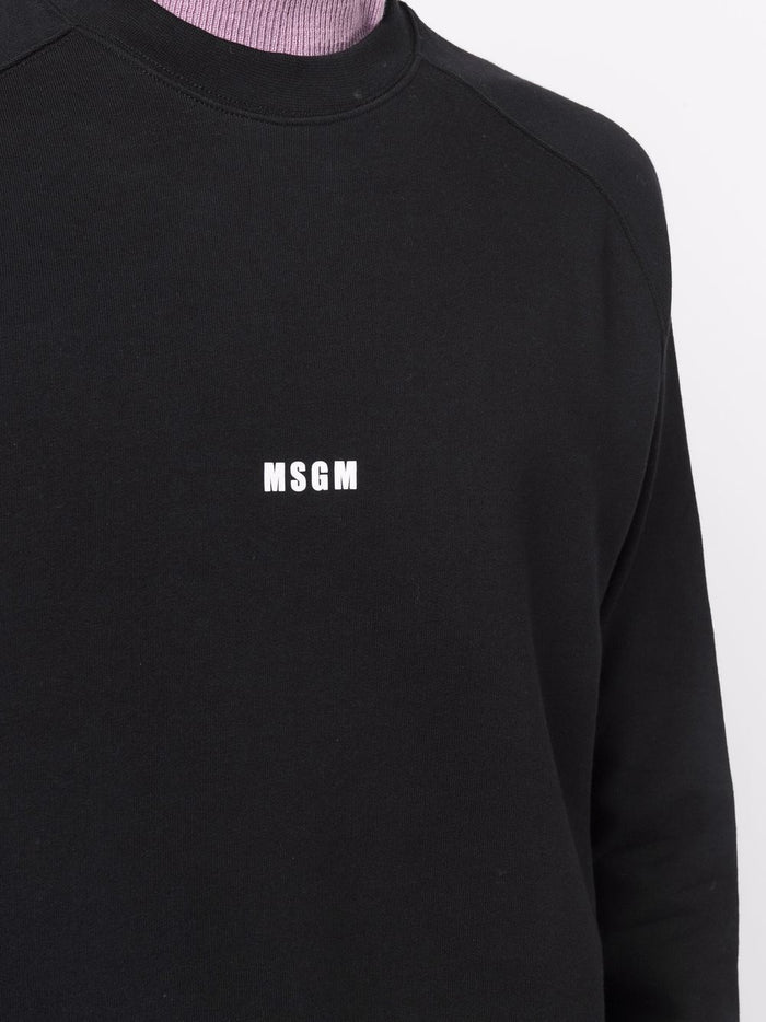 Msgm Felpa Nero Uomo Micro Logo 4