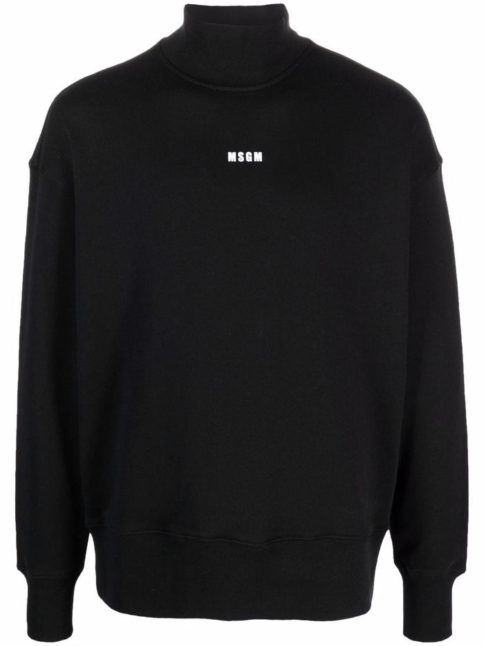 Msgm Felpa Nero Uomo Lupetto Micro Logo 5