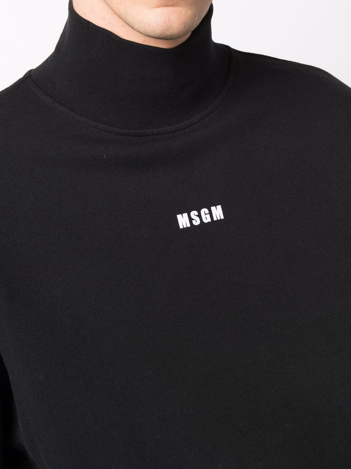 Msgm Felpa Nero Uomo Lupetto Micro Logo 4