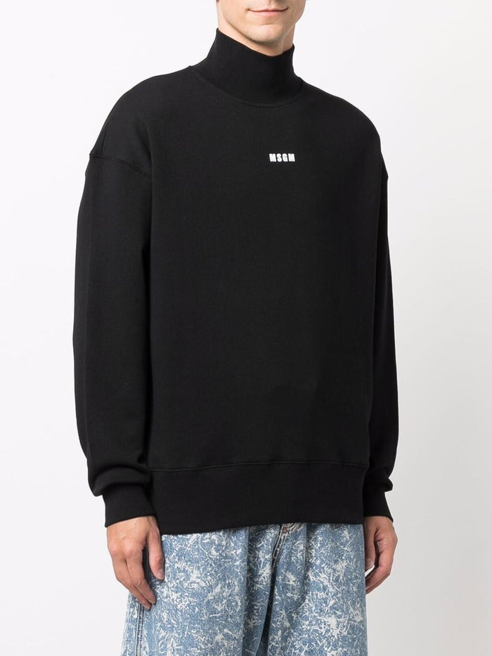 Msgm Felpa Nero Uomo Lupetto Micro Logo 2