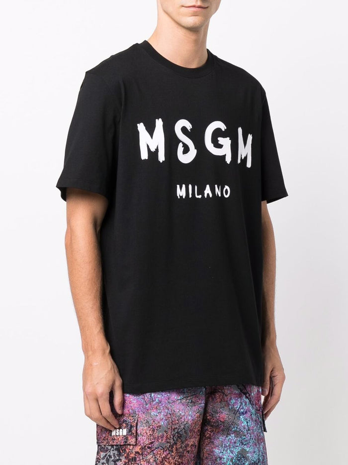 Msgm Herren T-Shirt mit Logo-Print in schwarz 1