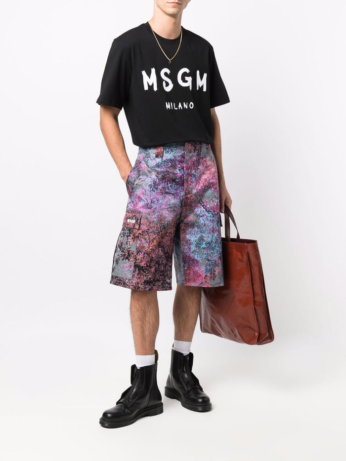 Msgm Herren T-Shirt mit Logo-Print in schwarz 2