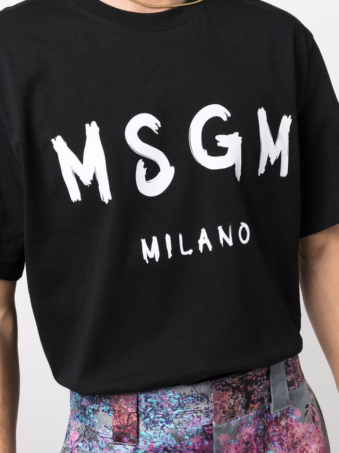 Msgm Herren T-Shirt mit Logo-Print in schwarz 4