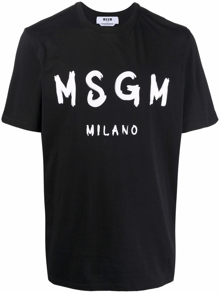 Msgm Herren T-Shirt mit Logo-Print in schwarz 5