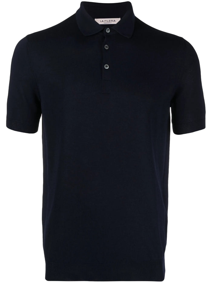 La Fileria Uomo Polo Blu Colletto a Tre Bottoni 1