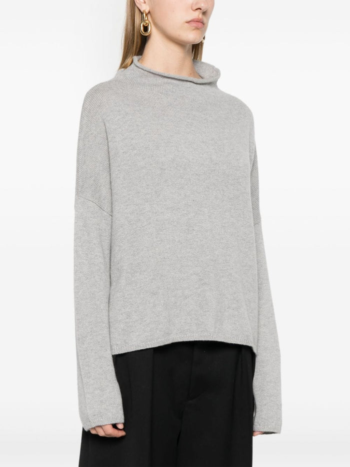 Lisa Yang Women's Grey Sweater Crater Neck 2