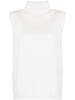 Lisa Yang Women's Cream Sleeveless Crater Neck Sweater 5