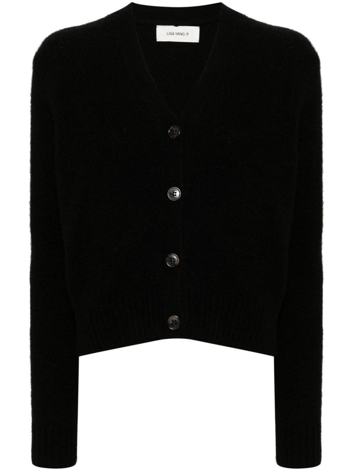 Lisa Yang Cardigan Nero Donna con Bottoni 5