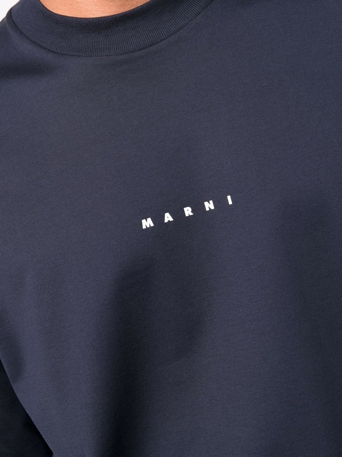 Marni T-shirt Blu Uomo Micro Logo 4