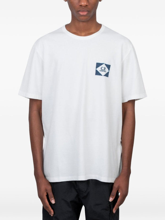 C.p.company T-shirt Bianco Uomo Stampa Posteriore 1