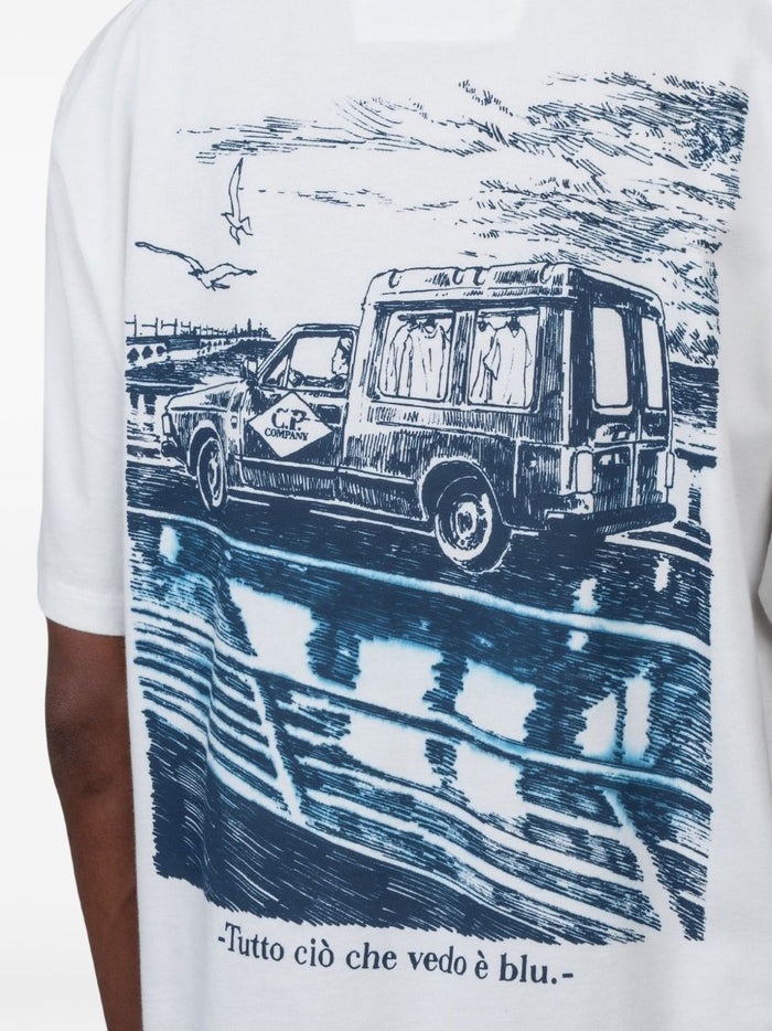 C.p.company T-shirt Bianco Uomo Stampa Posteriore 5