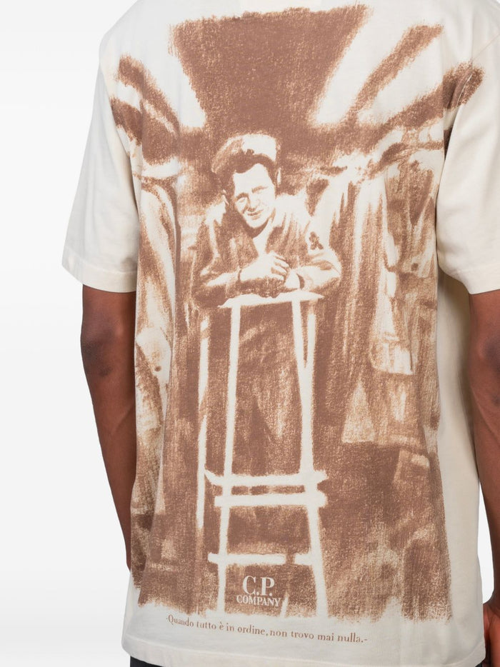 C.p.company T-shirt Stampa Posteriore Uomo Beige 5