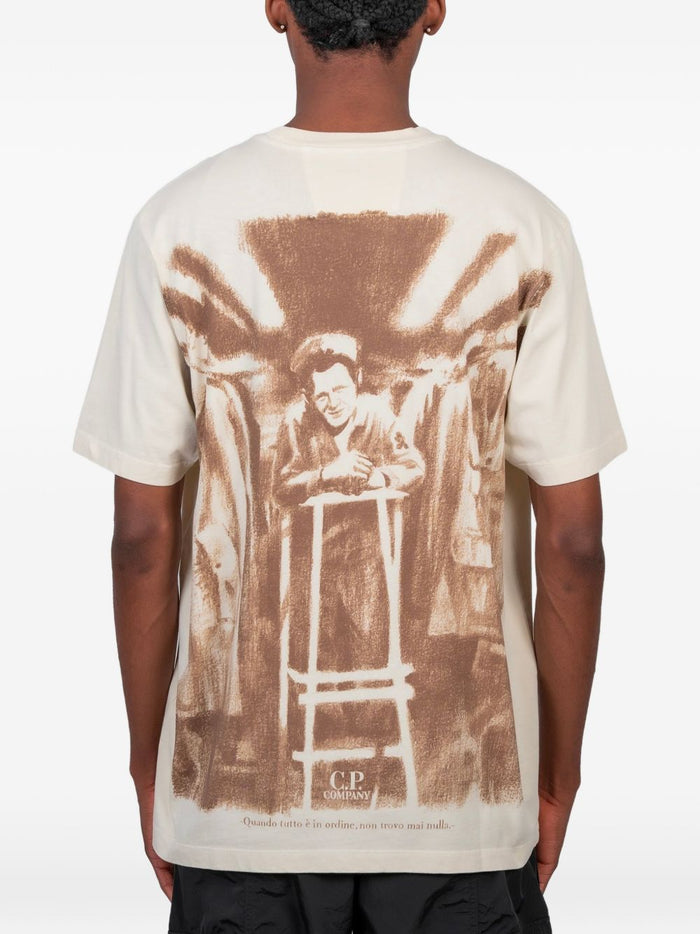 C.p.company T-shirt Stampa Posteriore Uomo Beige 3