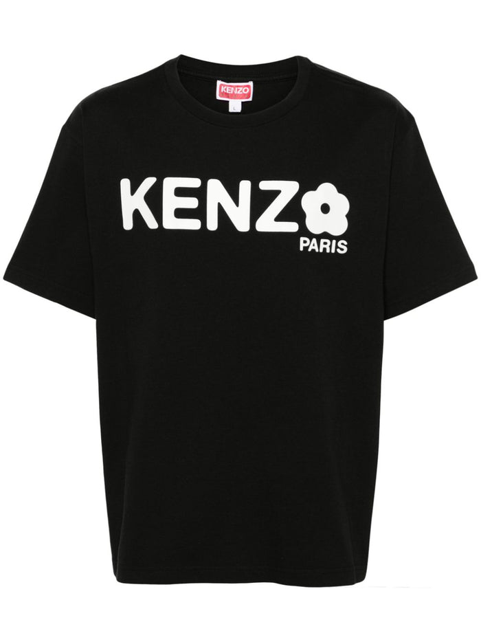 Kenzo T-shirt Nero Uomo Stampa Logo Fiore 5