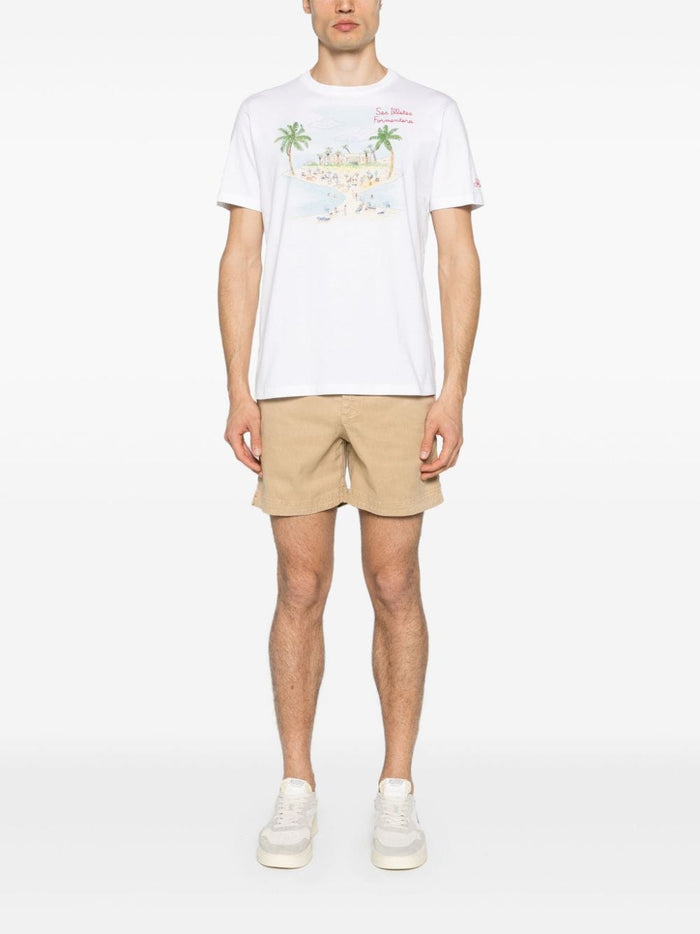 Mc2 Saint Barth Men's White T-shirt Formentera motif 1
