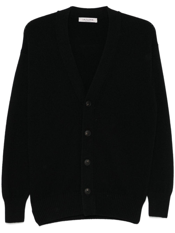 Fileria Herren-Cardigan mit langen Ärmeln in Schwarz 1