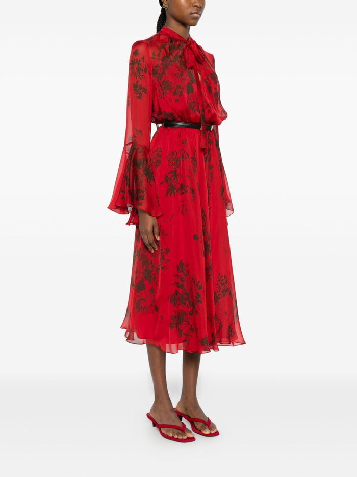 Max Mara Abito Rosso Donna Midi Stampa Floreale 2