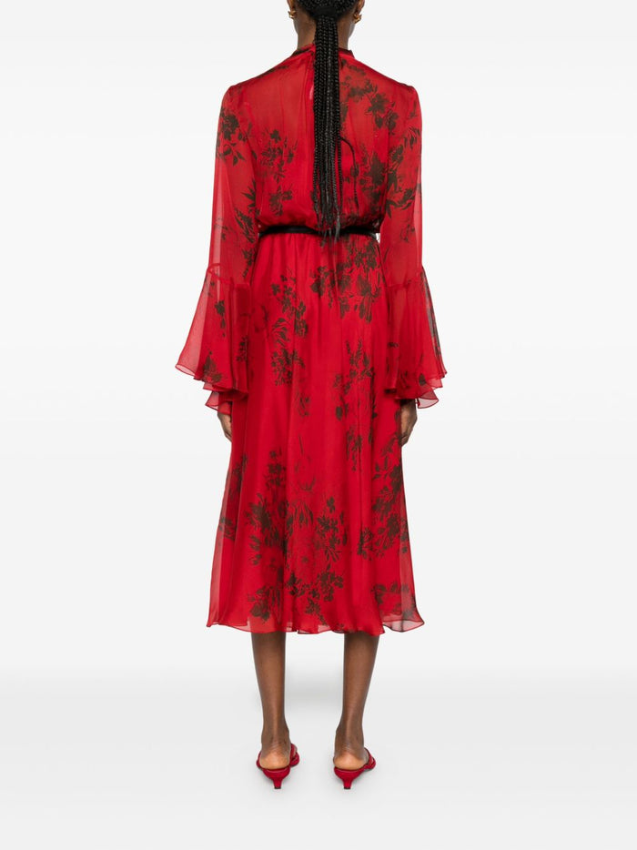 Max Mara Abito Rosso Donna Midi Stampa Floreale 3