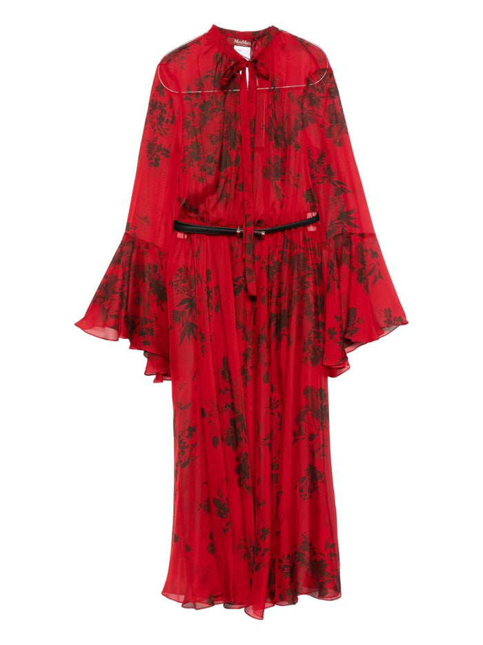 Max Mara Abito Rosso Donna Midi Stampa Floreale 5