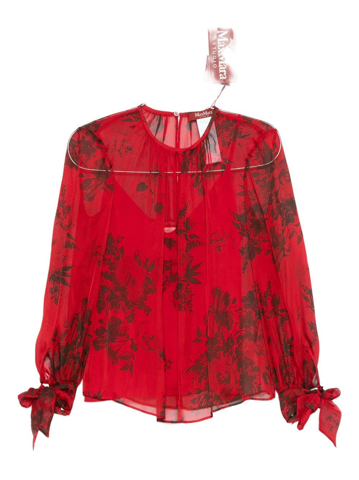 Max Mara Blusa Rosso Donna Floreale 5