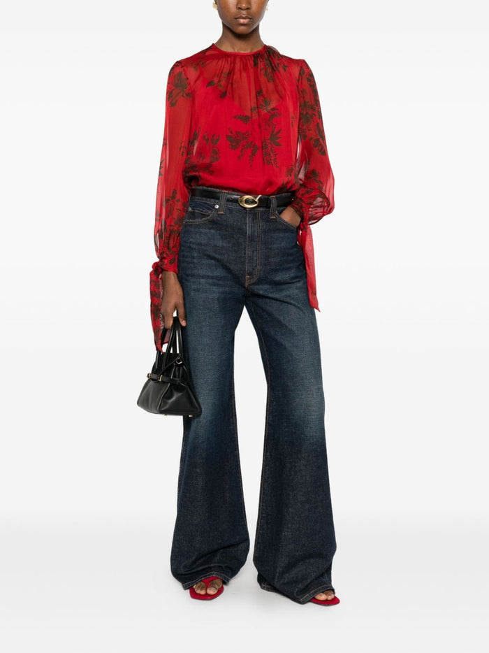 Max Mara Blusa Rosso Donna Floreale 1