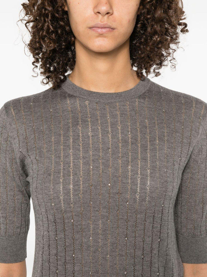Max Mara Maglia Grigio Donna a Coste 4