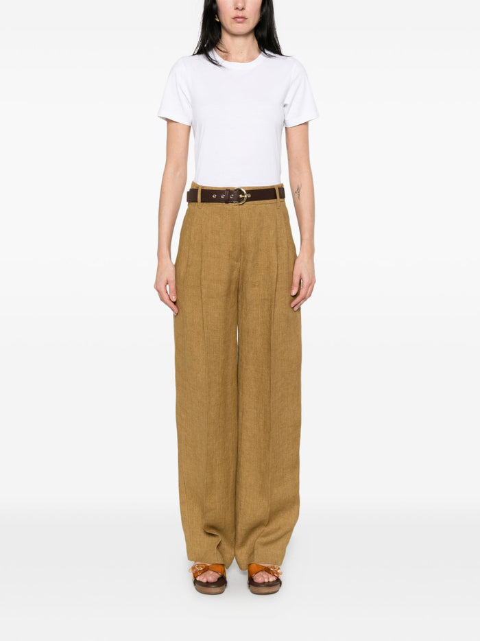 Max Mara Pantalone Gamba Ampia Donna Senape 2