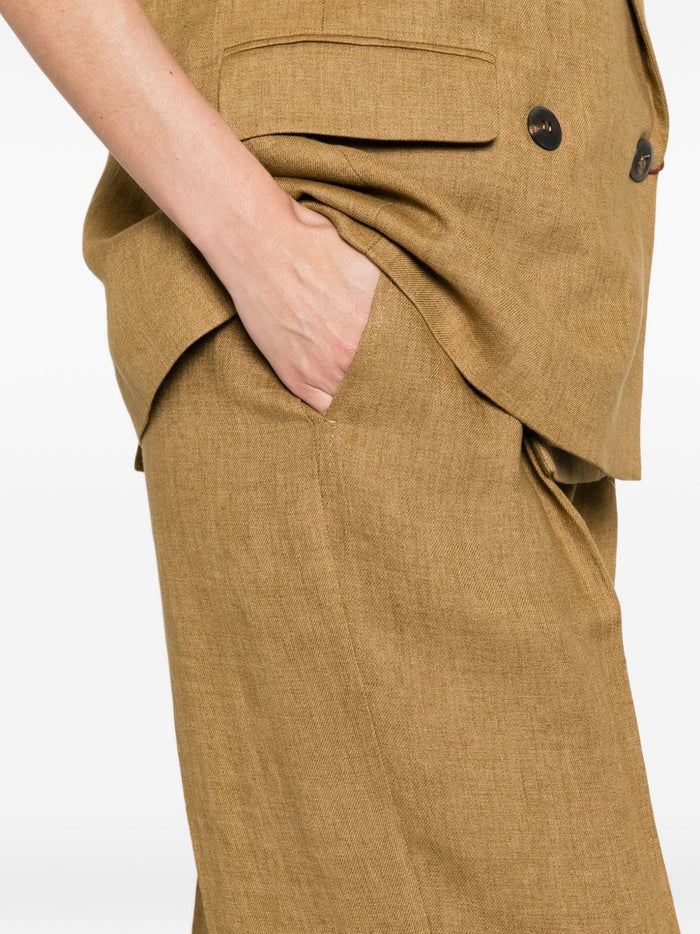 Max Mara Pantalone Gamba Ampia Donna Senape 4