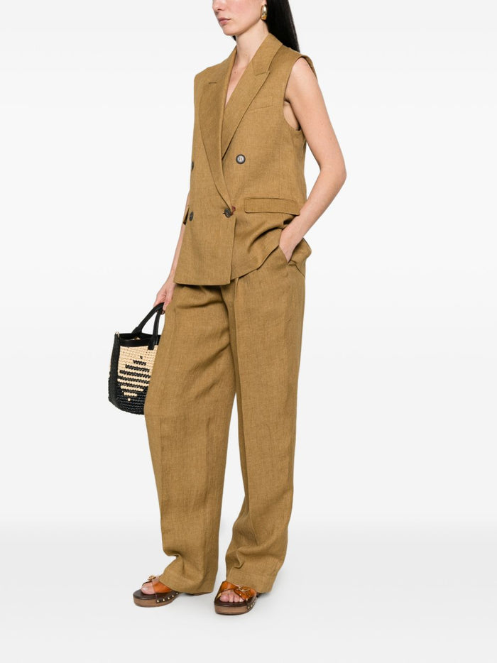 Max Mara Pantalone Gamba Ampia Donna Senape 1