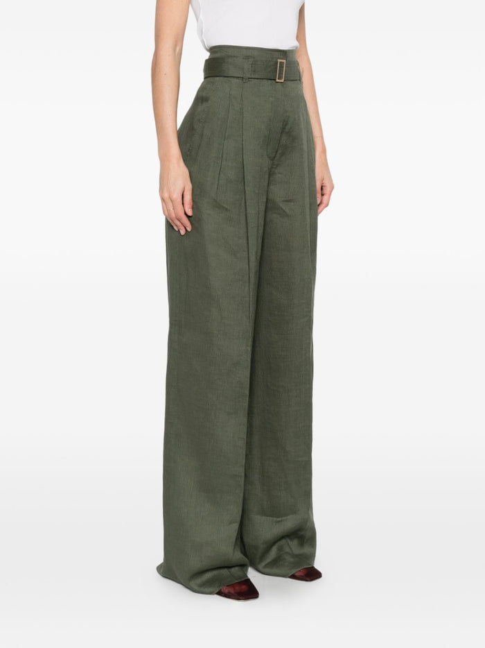 Max Mara Pantalone Gamba Ampia Donna Verde 1