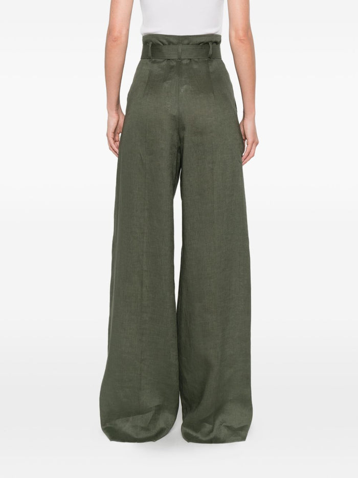 Max Mara Pantalone Gamba Ampia Donna Verde 3