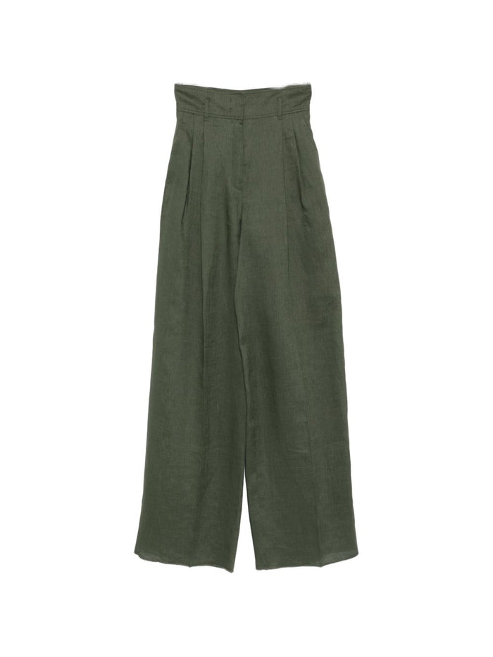 Max Mara Pantalone Gamba Ampia Donna Verde 5
