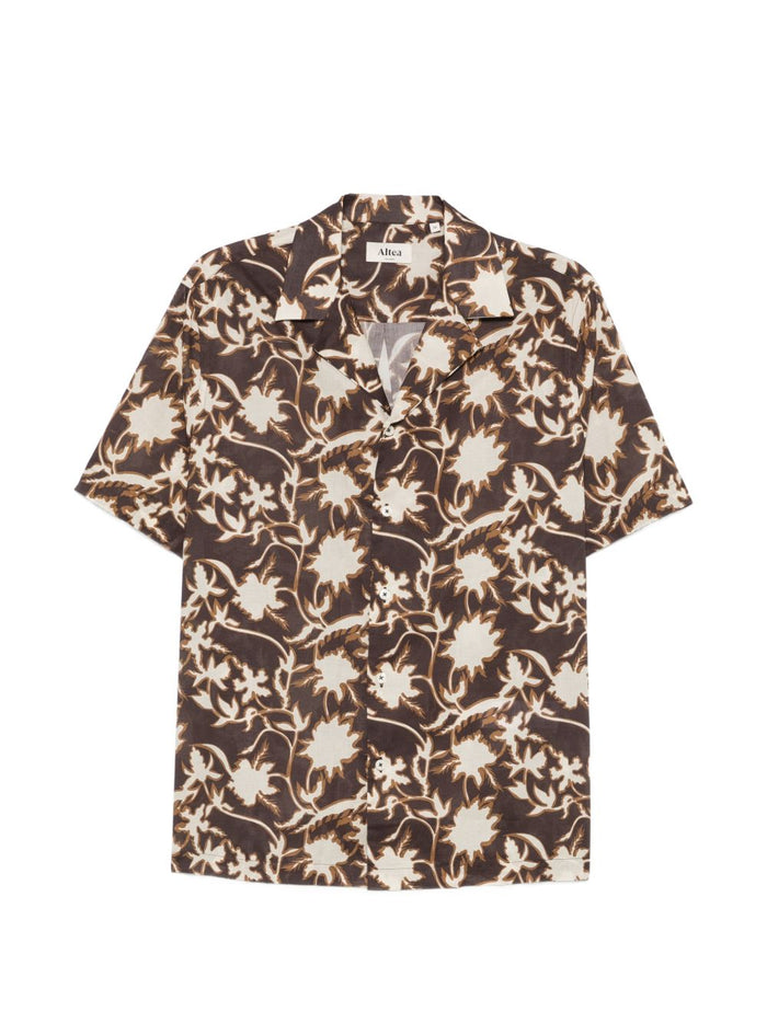 Altea Herrenhemd mit Blumenmuster, Braun 1
