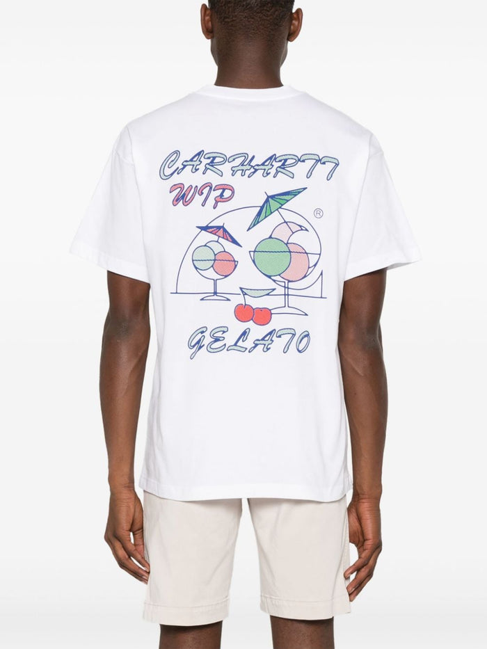 Carhartt T-shirt Bianco Uomo Stampa Gelato Posteriore 3