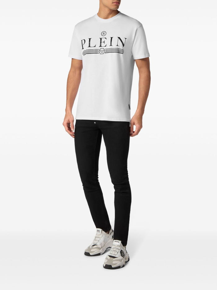 Philipp Plein T-shirt Bianco Uomo Logo Strass 1