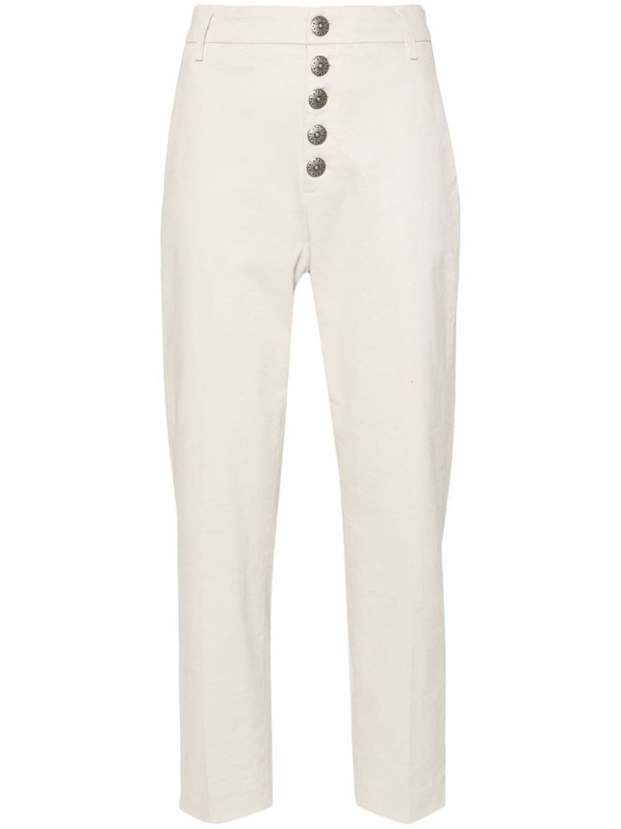 Dondup Pantalone Bianco Donna Nima Bottoni a Vista 5