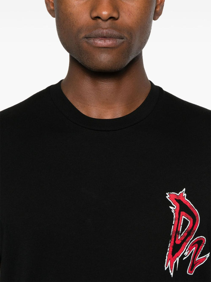 Dsquared2 T-shirt Nero Uomo Logo Devils 4