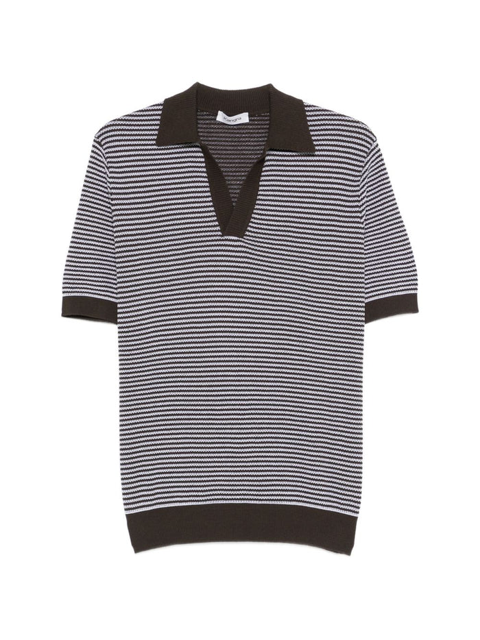 Kangra Men's Striped Polo Shirt Brown 1