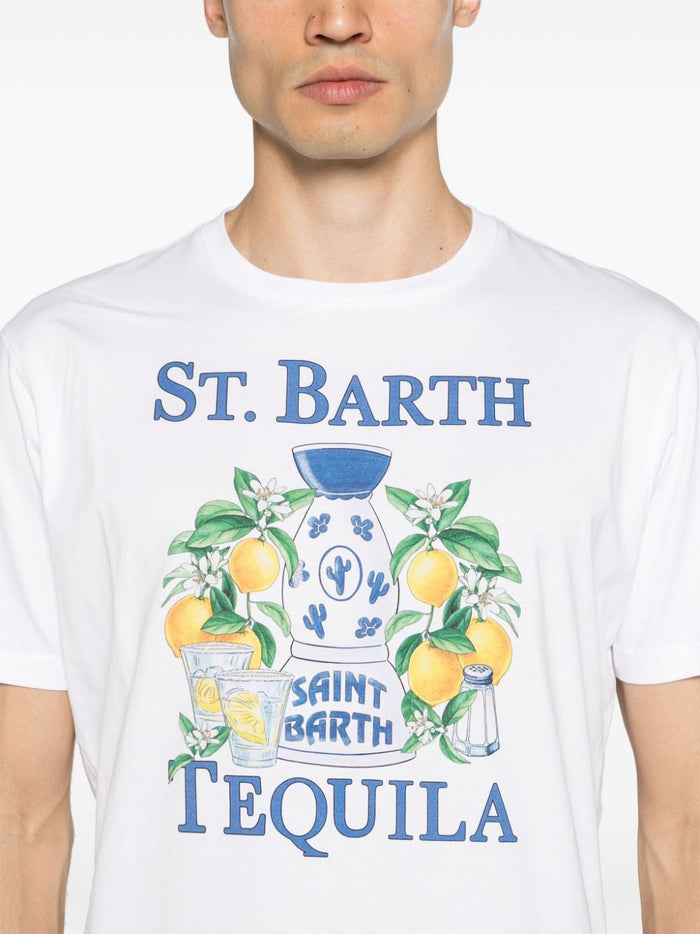 Mc2 Saint Barth Men's White T-shirt Tequila Lemon Print 4
