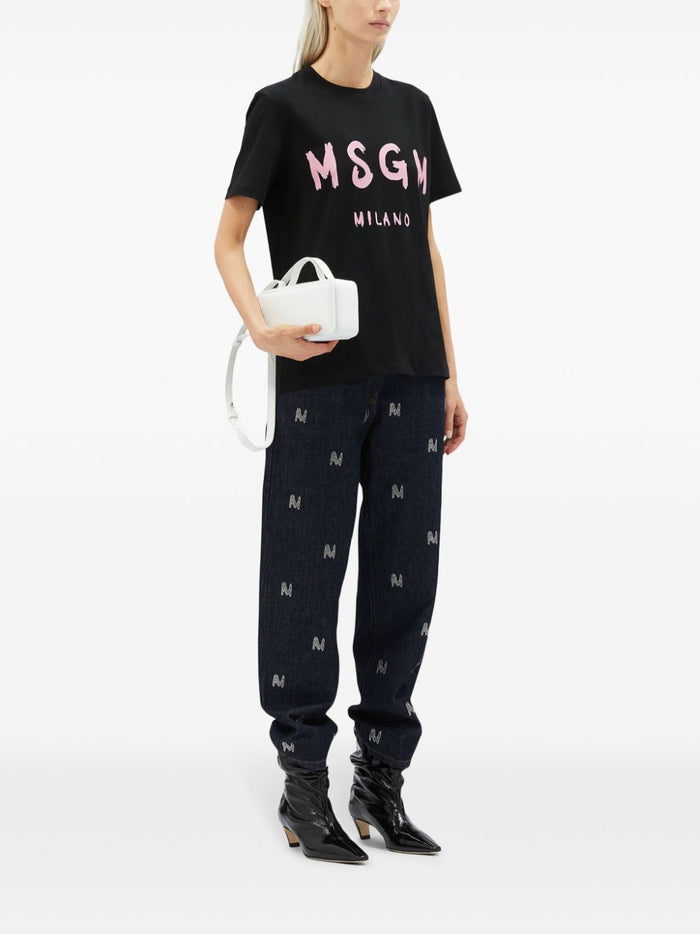 Msgm T-shirt Black Women Logo Milan 1