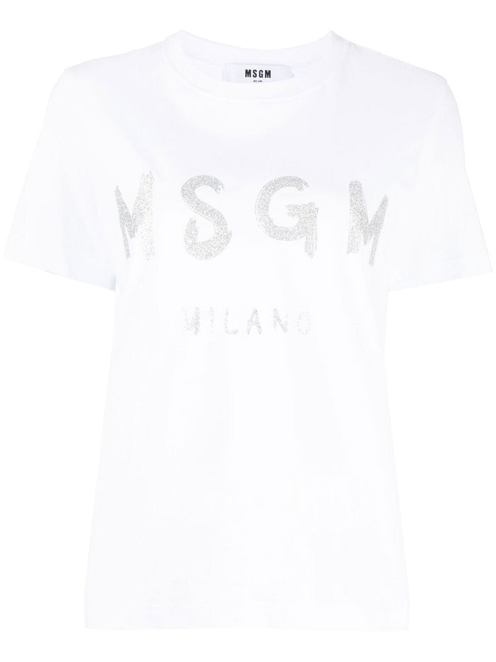 Msgm Donna T-shirt Bianco Stampa Logo Milano 5