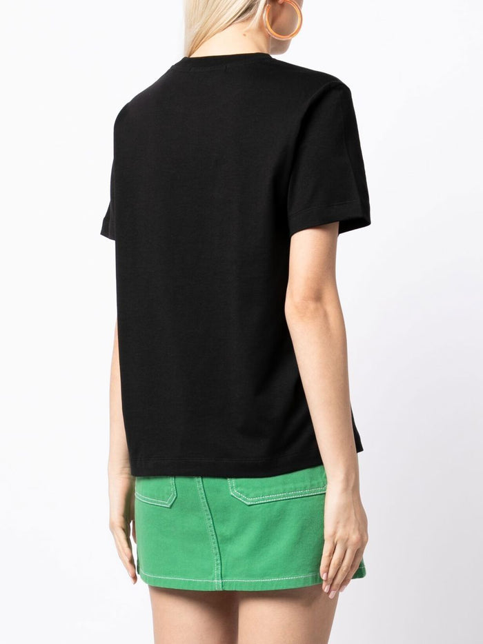 Msgm Donna T-shirt Nero Stampa Logo Milano 3