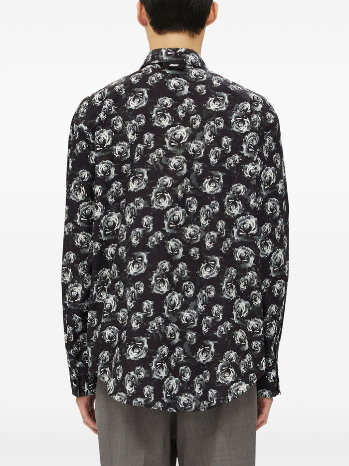 Msgm Camicia Nero Uomo Rose All Over 4