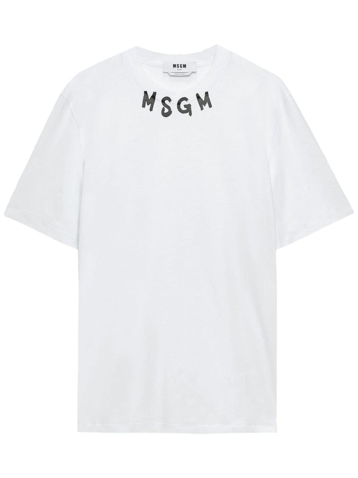 Msgm T-shirt Bianco Uomo Logo Scollo 5