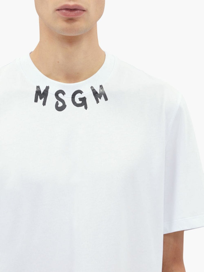 Msgm T-shirt Bianco Uomo Logo Scollo 4