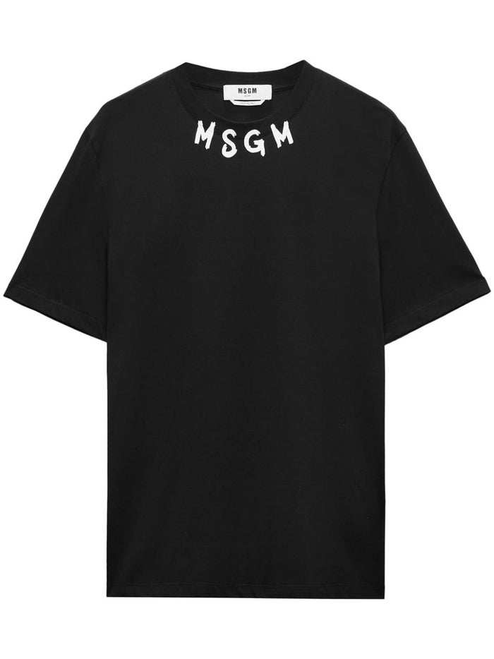 Msgm T-shirt Nero Uomo Logo Scollo 5