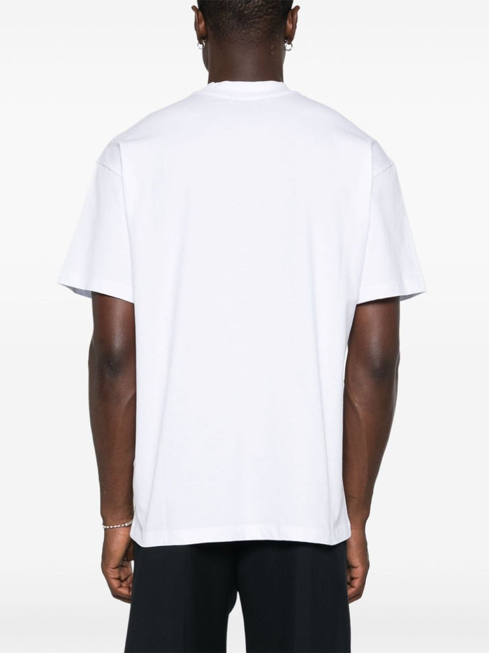 Msgm T-shirt Bianco Uomo Logo Pennellata 3