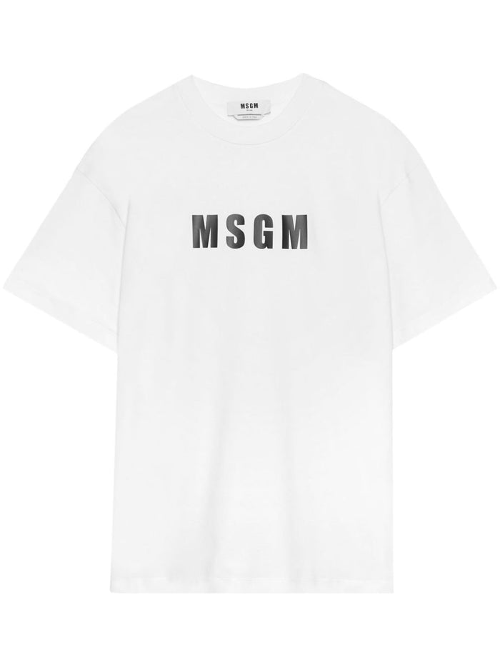 Msgm T-shirt Bianco Uomo Logo Stampatello 5