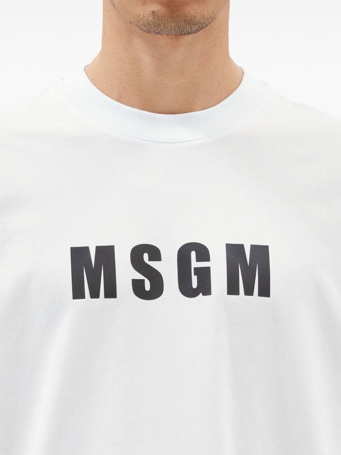 Msgm T-shirt Bianco Uomo Logo Stampatello 4